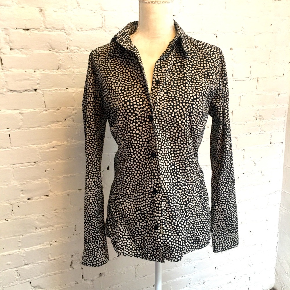 Marimekko cotton button up shirt black & white dots size 42 Mika Purainen